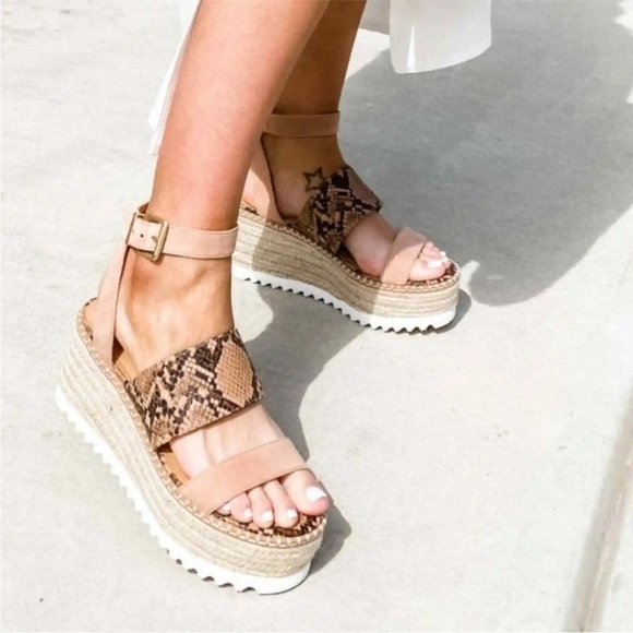 Crown Vintage Raffia espadrille leather ankle strap platform sandals siz… - Picture 9 of 9